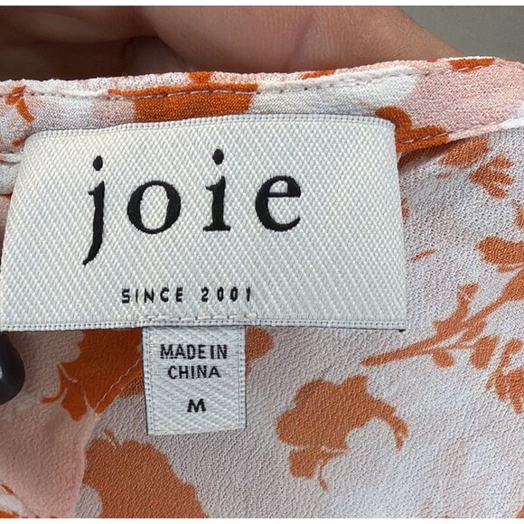 joie Lidia Dress Flame Orange Multi M Cottage Boho Summer Artsy Twee Coquette - Picture 8 of 9